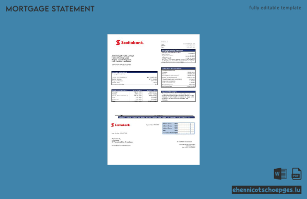 Scotiabank-Hypothekenabrechnung für St. Vincent und die Grenadinen in Word- und PDF-Formaten – Beispielvorschau